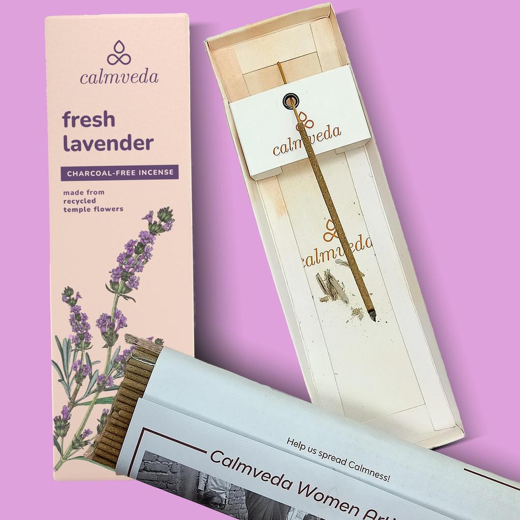 Fresh Lavender Incense for Calming - 80 Charcoal Free Incense Sticks