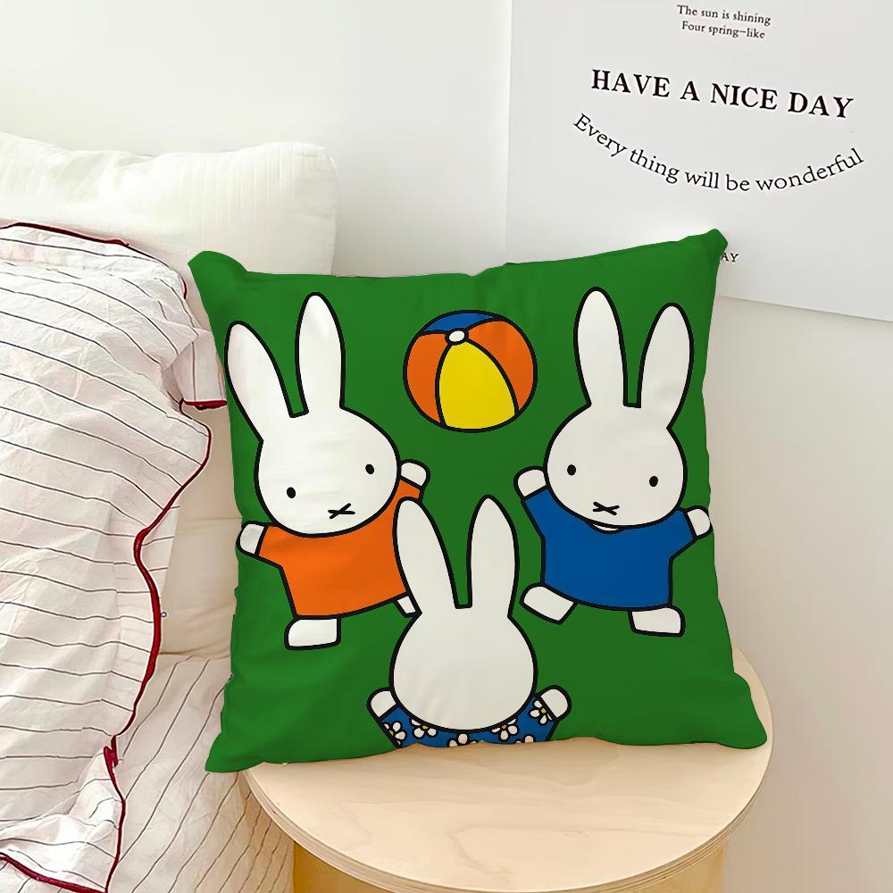 Cartoon Bunny Rabbit kawaii funny MMiffy soft pillowcase for Sofa Home Living Room bedside Decor pillow cover Gift Party hogar