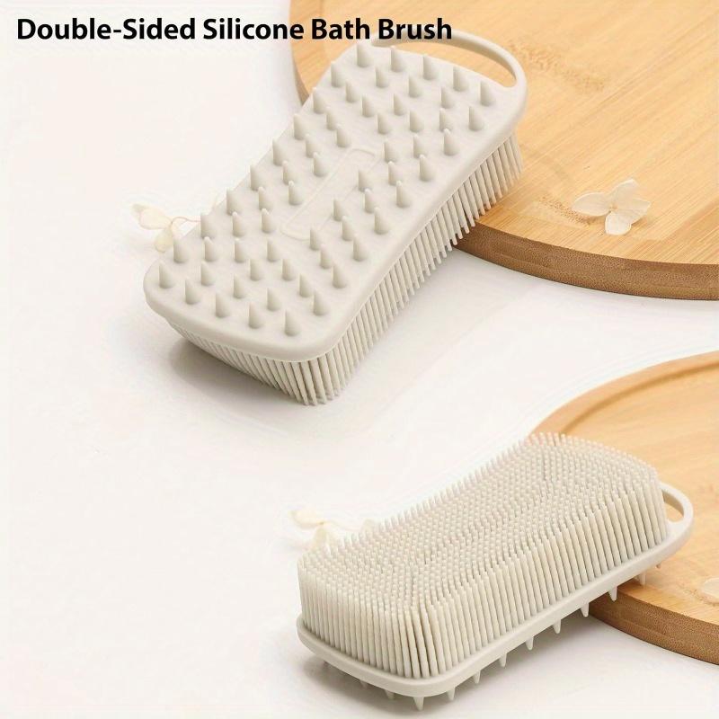 Silicone Body Scrubber and Shampoo Brush, 2-in-1 Soft Exfoliating Loofah, Shower Scalp Massager, Easy To Clean, Unscented, No Battery Needed