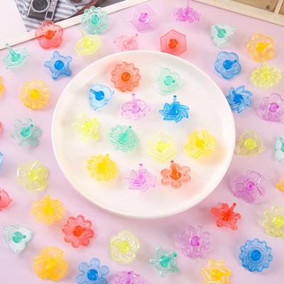 24Pcs Transparent Acrylic Spinning Top Portable Travel Kids Mini Gyroscope Educational Colorful Spinner Toy Toddlers Boys Girls Gift Party Favors
