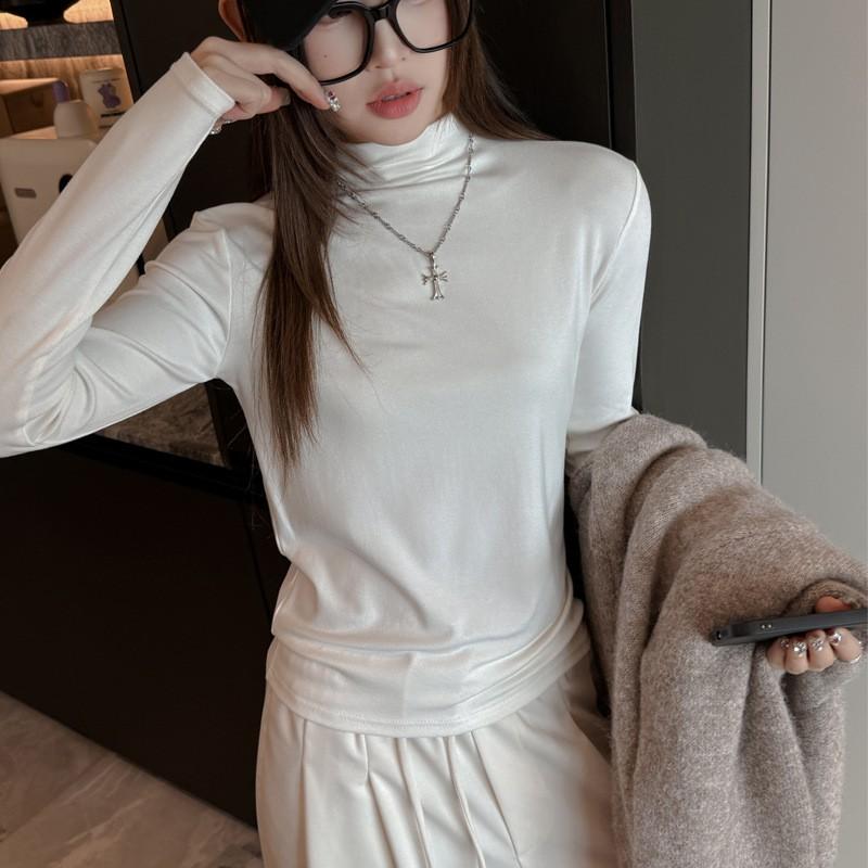 Womens Soft Tencel Wool Blend Half Turtleneck Long Sleeve Top Slim Fit Base Layer Winter
