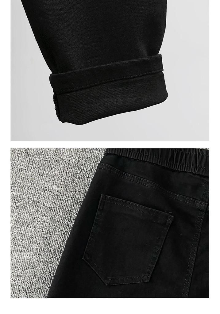 Early Spring Plus Size Stretch Black Denim High Waist Pencil Pants for Women