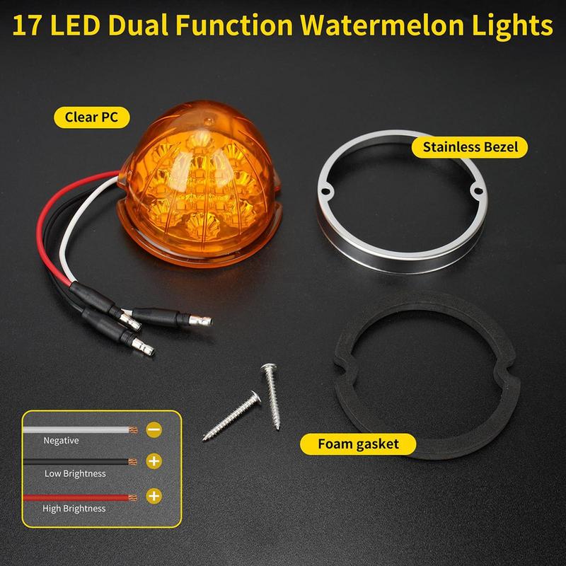 Watermelon Lights 17 Led Double Function Watermelon Lights Clear Lamp Waterproof Low Voltage Design For Side Car Vehicle Trailer
