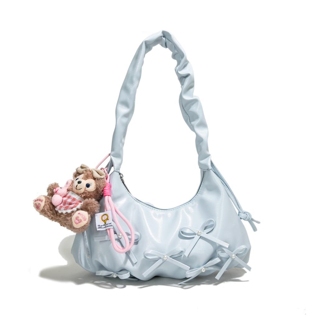 Niche pleated bow dumpling bag women's 2026 spring new Korean light luxury texture shoulder armpit bag