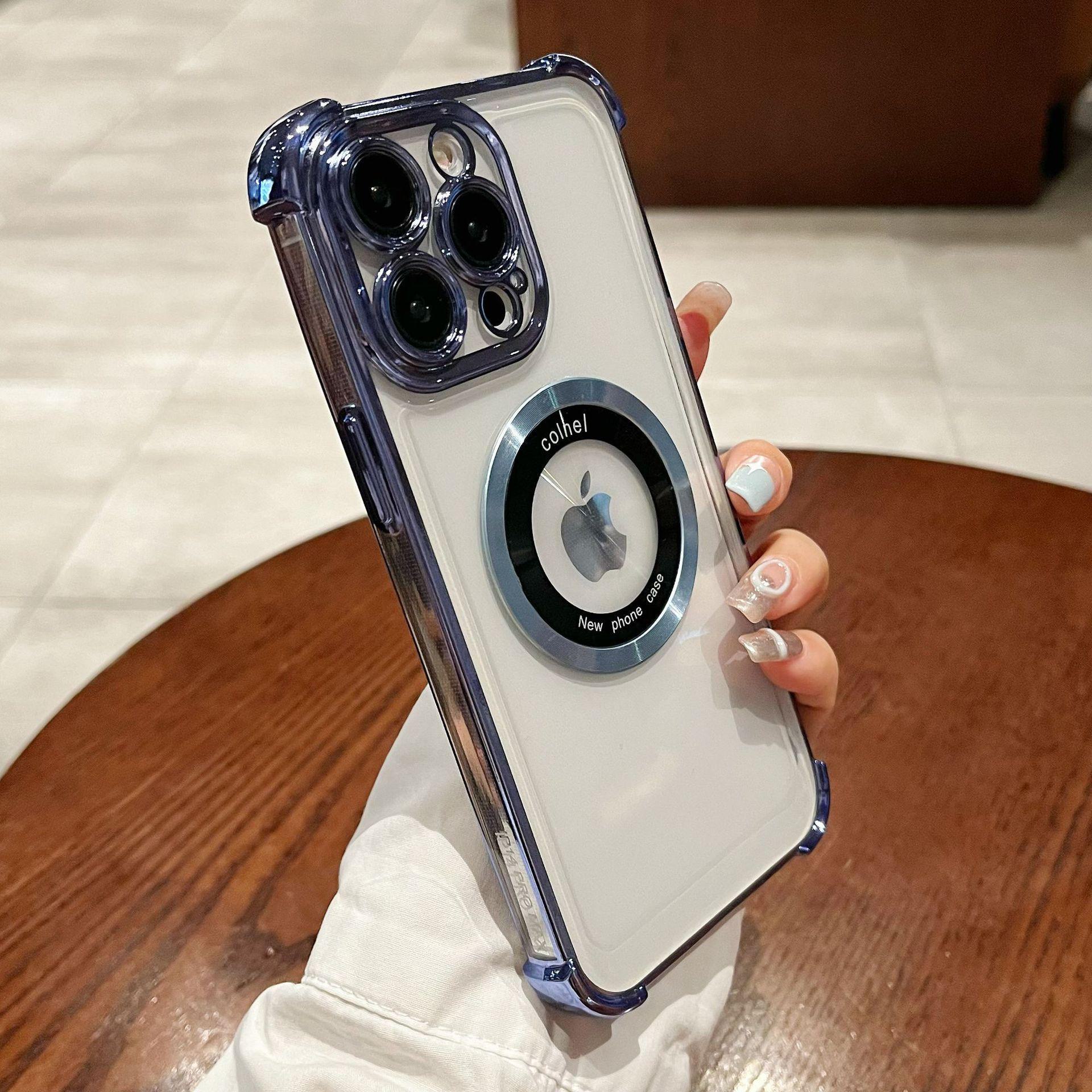 

Чехол Apple 15 с магнитным покрытием, противоударный, для iPhone 14/16 с подушками безопасности по углам iphone16PRO синий