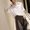 Casual Ladies' Shirt Shirt Women Short Sleeve Niche Simple White Blouse Lazy Loose Peplum Commuter Design Sense Tops Temperament Elegant Fashion Top