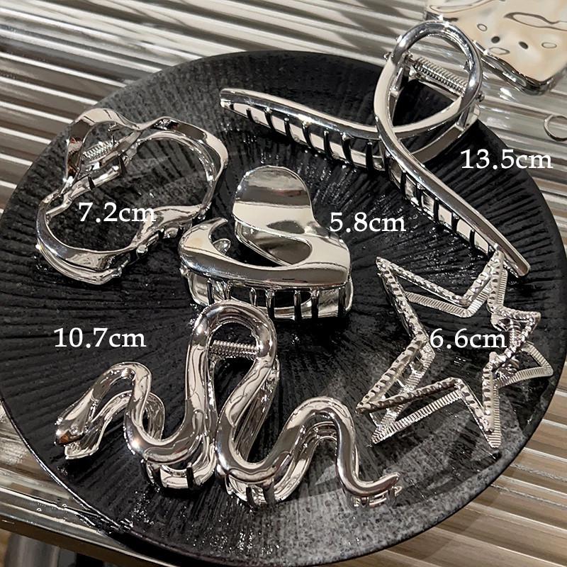2024 Silver Shark Clip for Women - Large Metal Grip Hair Accessory