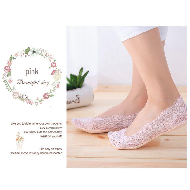 Women's Lace Invisible Non-Slip Boat Socks - Breathable, Thin, Shallow Fit for Summer