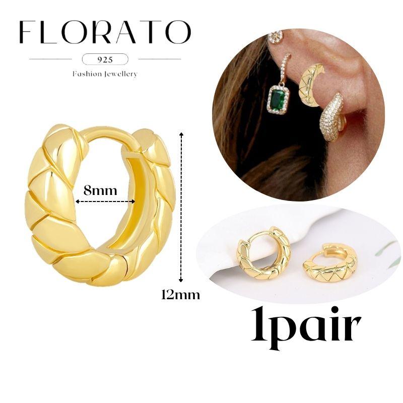 Perforation 925 Silver Ear Needle Minimalist Hoop Earrings Metallic Gold Earrings For Women CZ Fashion Jewelry