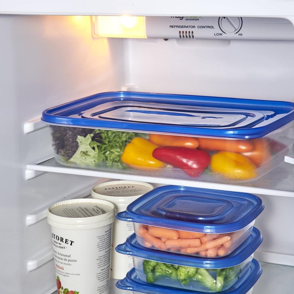 2 Pack Stackable Food Storage Containers BPA Free Rectangular Meal Prep Containers Clear Lids Ideal Fridge Pantry Organization