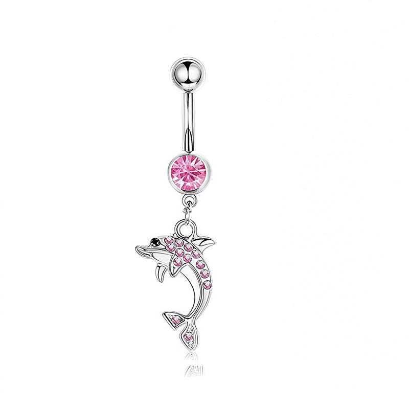 1PCS Pink Crown Belly Button Rings Jewelry Stainless Steel Heart Navel Piercing Barbell Crystal Cute Belly Rings For Women Girls