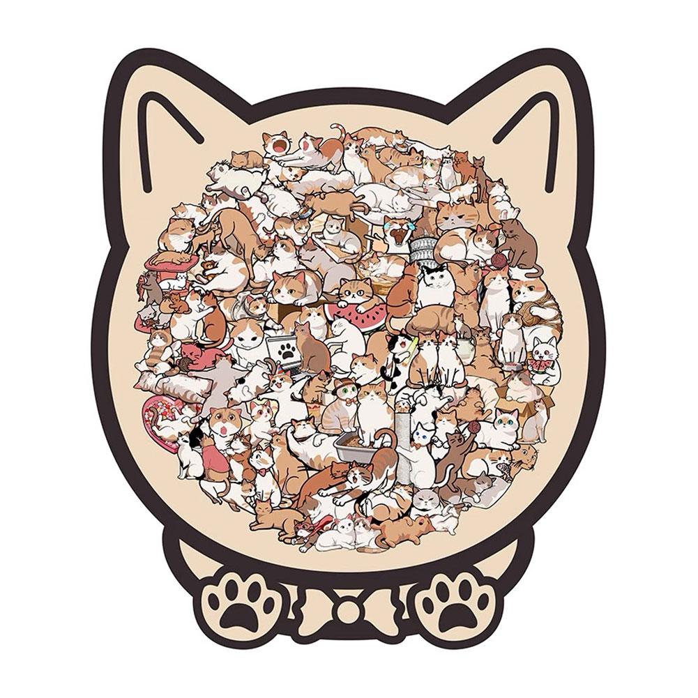 Unique Wooden Cat Jigsaw Puzzle for Adults, Challenging Animal Puzzle with Cute Cat Shapes, Perfect Gift for Cat Lovers & Home