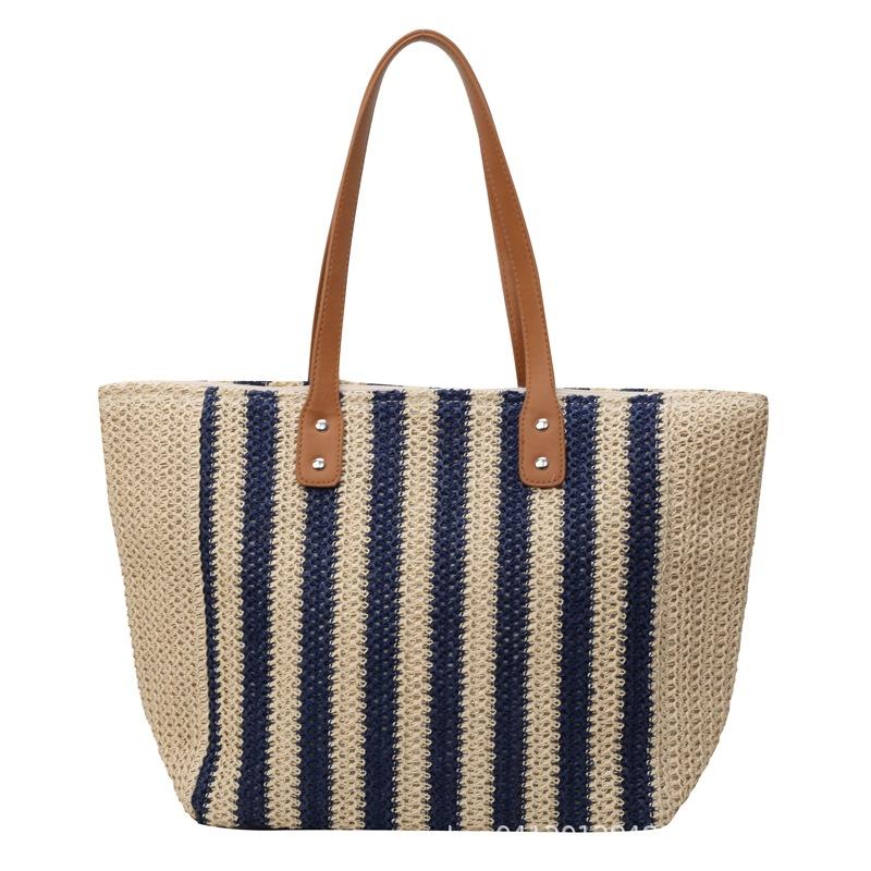 Large capacity straw bag women's 204 summer new fashion woven shoulder tote bag versatile portable beach bag