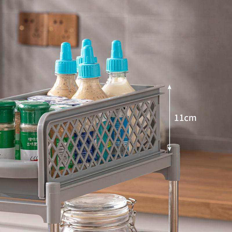 Mobile Organizzatore da Bagno a 2 Piani Multiuso, Scaffale Estraibile Sottolavabo, Organizzazione Dispensa, Scaffale per Organizzazione Cucina