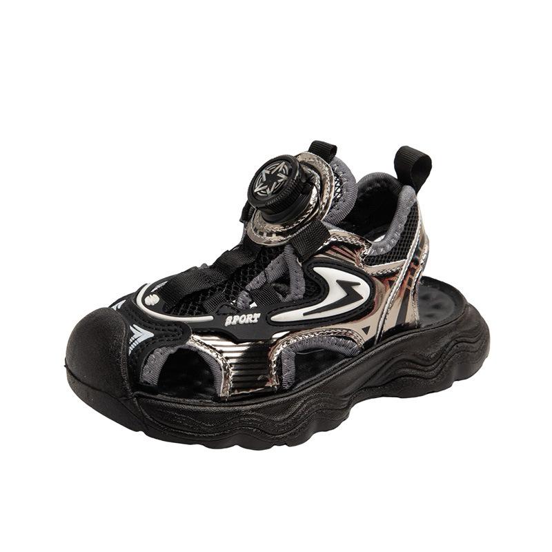 

Boys closed-toe sandals, new summer model, children s hollow breathable shoes, sports beach shoes for older boys 26Inner Length16.2cm чёрный