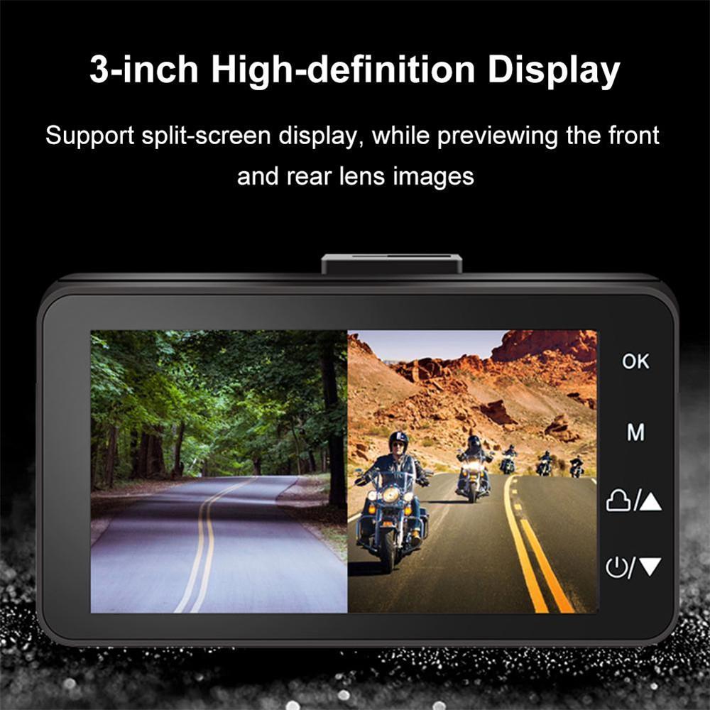 Dual Lens 3" Motorcycle Camera: HD, Waterproof, Front & Rear Recording, Anti-Shake