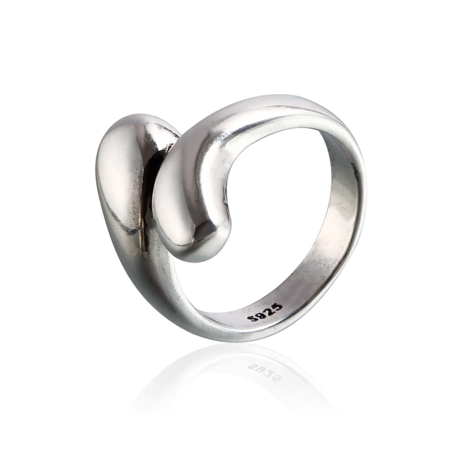 Casual and fashionable water drop design cold wind simple and versatile personalized opening ring