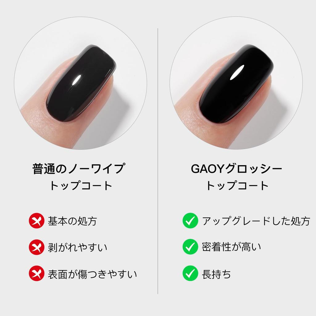 GAOY Gel Nail Top Coat and Base Large Capacity 16ml Compatible Coat, (2-Pack), No-Wipe, UV/LED