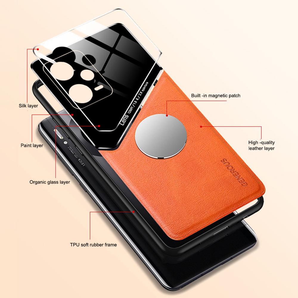 Shockproof Case for Xiaomi Redmi Note 12 Pro+ 5G TPU+PC+PU Leather Slim Phone Cover Support Magnetic Car Mount