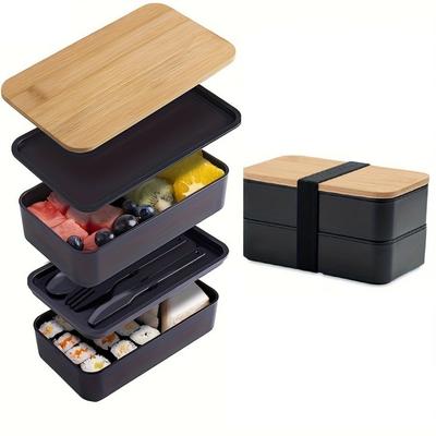 Lunch Box Set Meal Container with Cutlery, Microwave Safe Lunch Box Features Stackable Dividers Ideal for Travel and Picnics