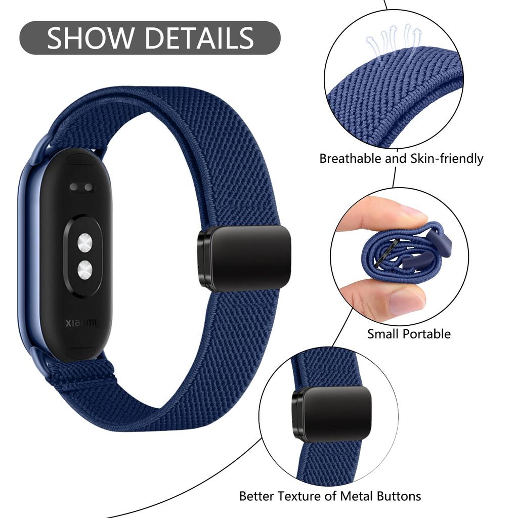 Nylon Loop Strap For Xiaomi Smart Band 10 Watchband Replacement NFC Elastic Wristband for Xiaomi Smart Band 9 8 Correa Bracelet
