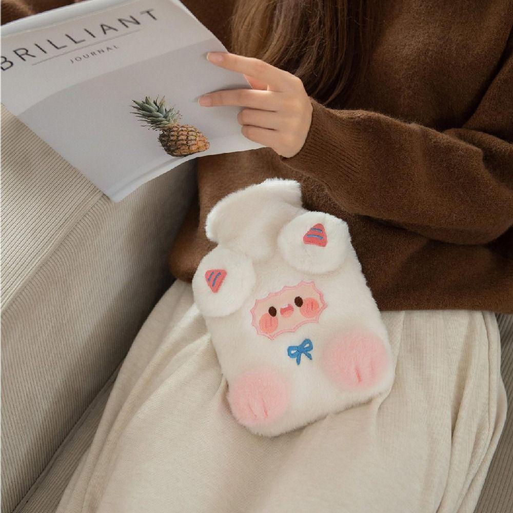 Cartoon Warm Water Bag Lamb Pattern Water-filling Bottle Soft Hot Water Bottles  Gifts