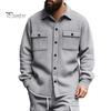 Autumn Coat Men Jacket Lapel Long Sleeve Single Breasted Casual Comfortable with Flap Pockets Solid Color Spring Versatile Outerwear
