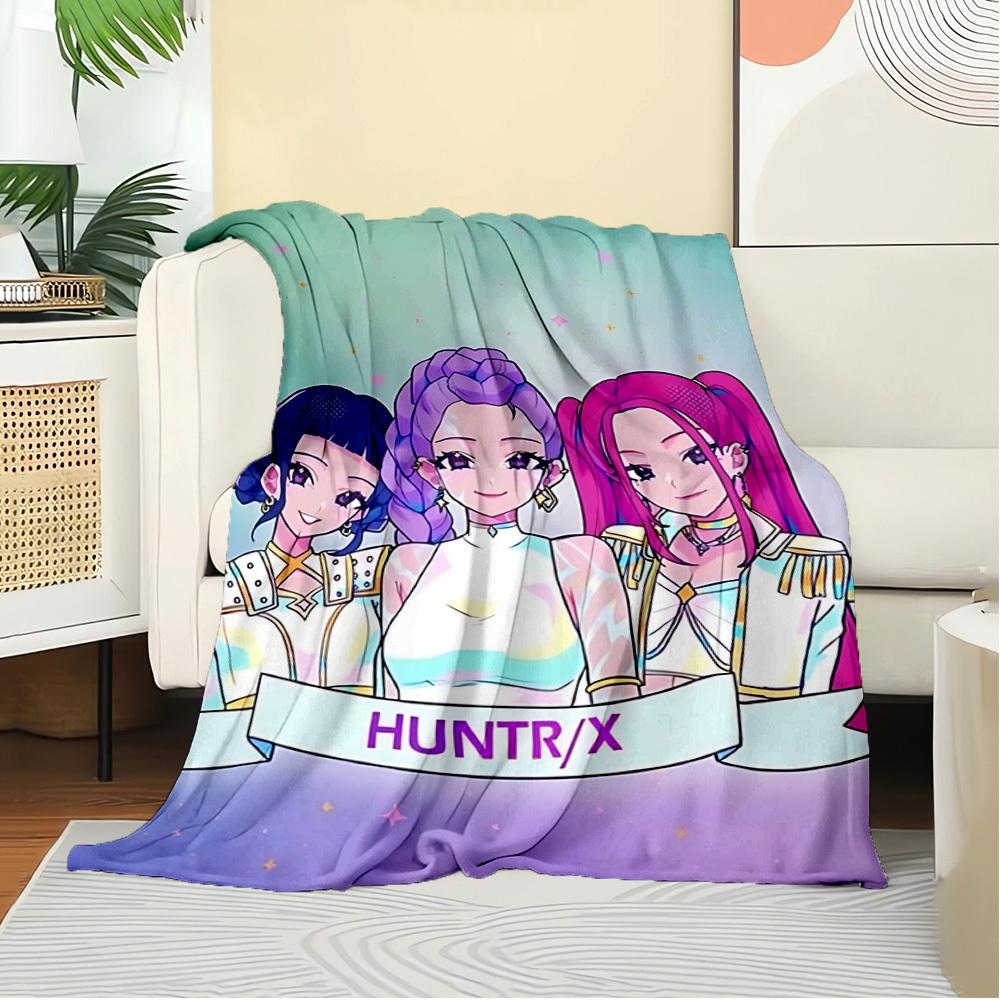 Gruppo di Ragazze Anime K-POP Coperta Morbida Calda delle Quattro Stagioni Copriletto Spesso a Maglia in Poliestere per Tutte le Stagioni per Letto, Campeggio, Viaggio Regalo Perfetto