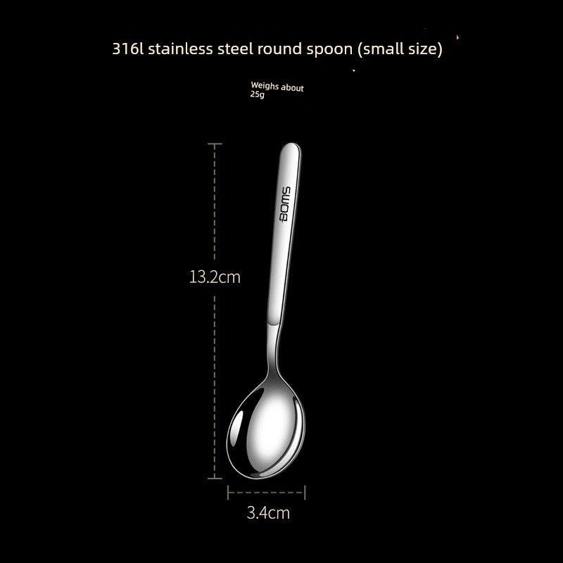 Japanese Imported Household 316L Stainless Steel Spoon, Food-Grade Long-Handled Round-Head Spoon, Soup Spoon, Soup and Stew Spoon, Eating Spoon