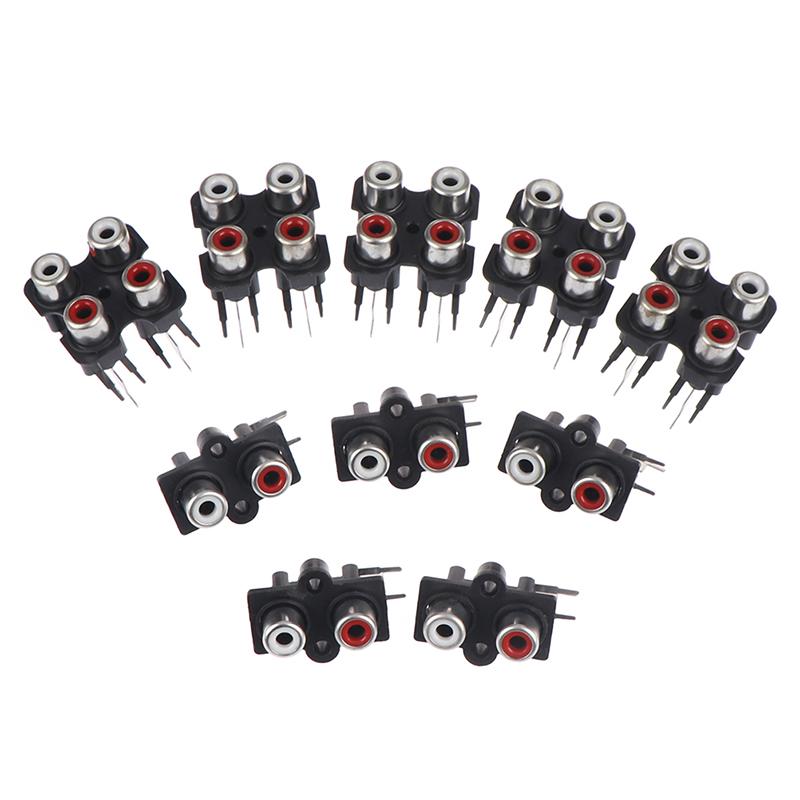 5Pcs 2/4 Hole Rca Female Stereo Audio Jack Av Audio Input Socket Connector