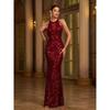 Sexy Sequin Mermaid Evening Gown Formal Occasion Dresses Red