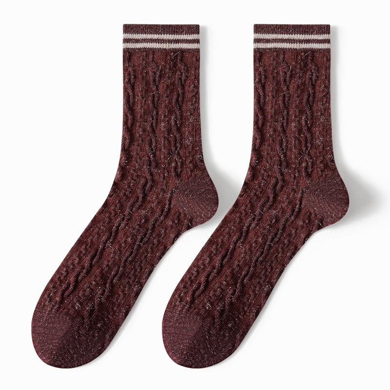 Female Autumn and Winter Trend Twist Anti Bacterial Deodorant Tube Socks