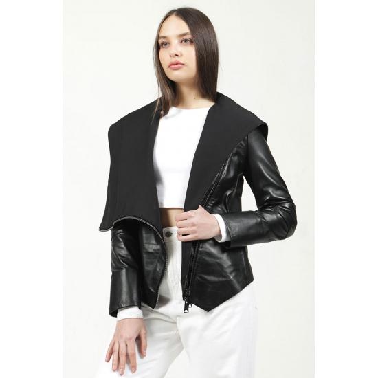 Womens Jacket Belted Plus Large Big Size Genuine Leather Women's Jacket
