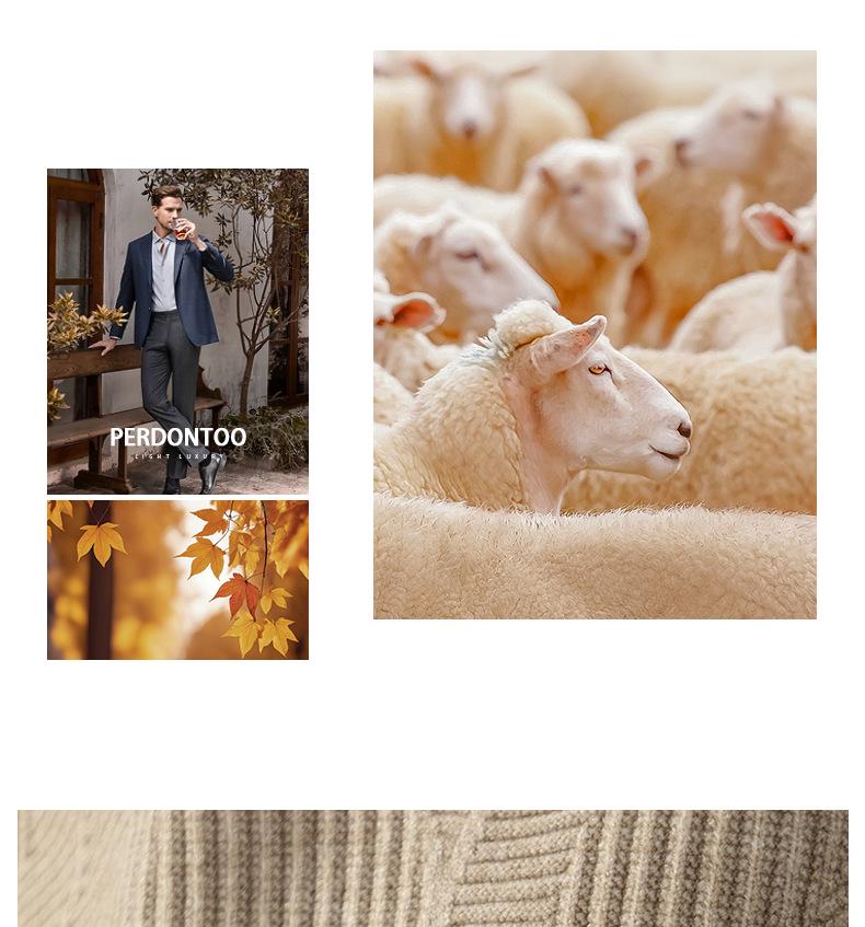 Men's Lazy Style High Neck Sweater - Lyocell Wool Blend Jacquard, Autumn Winter Warm Knitwear