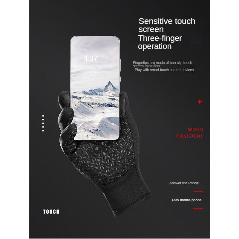 Outdoor Sports Gloves, All Finger, Autumn and Winter Gloves, Touch Screen, Anti Slip, Waterproof, Windproof, Brushed Warm, Skiing, Mountaineering,