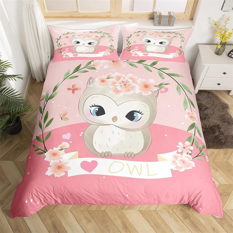 Kawaii Unicorn Duvet Cover Set Cartoon Animal Bedding Set Microfiber Botanical Leaves Comforter Cover King For Kids Boys Girls