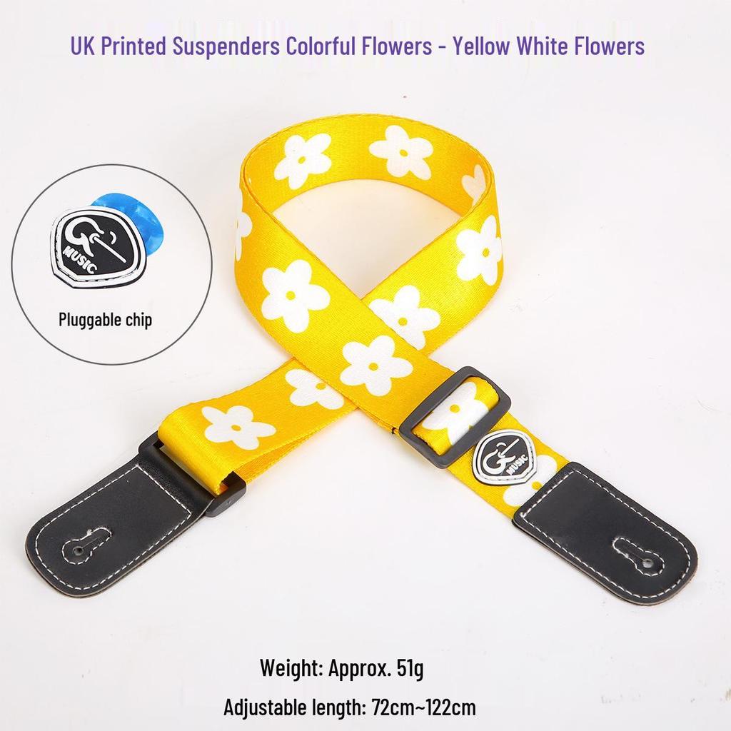 Ukulele and Guitar Strap - Striped Polyester Cotton with Thickened PU Leather