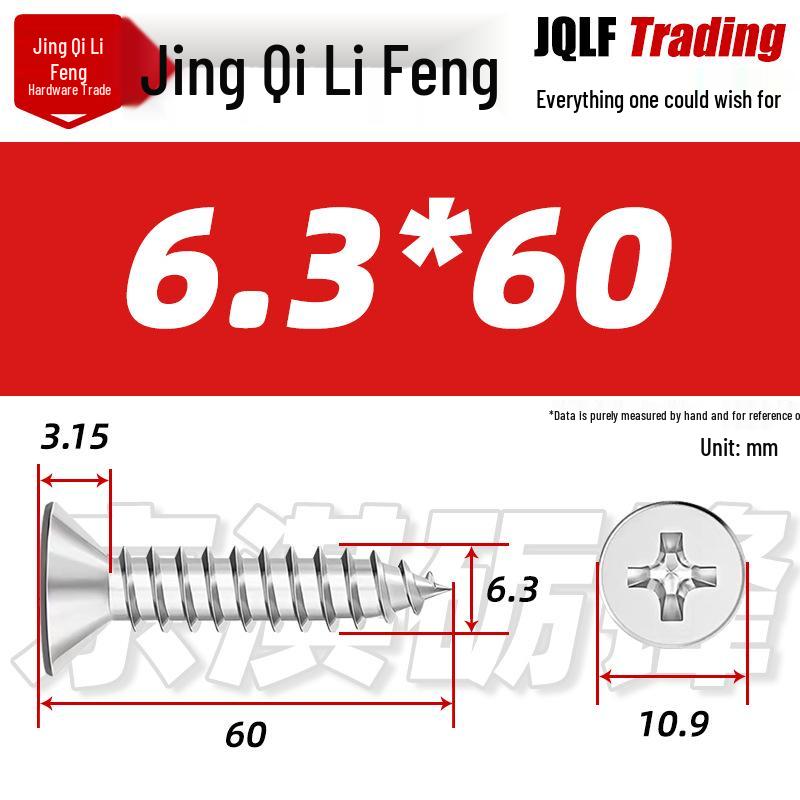 304 Stainless Steel Countersunk Self-Tapping Screw for Furniture & Outdoor Construction (GB/T 846)