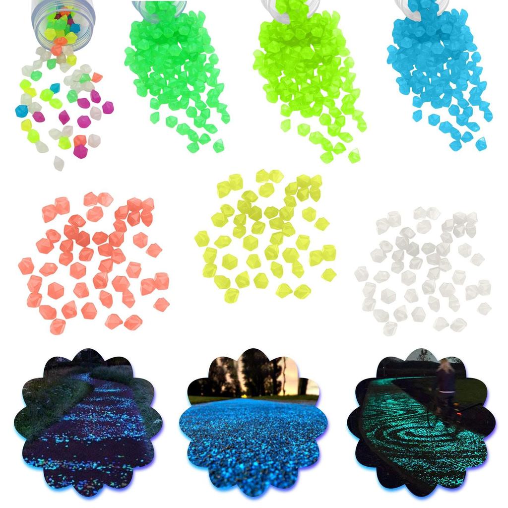 Pack Of 100 Colored Glowing Stones Rhombus Glowing Stones Outdoor Decor Sidewalk Garden Aquarium Swimming Pool