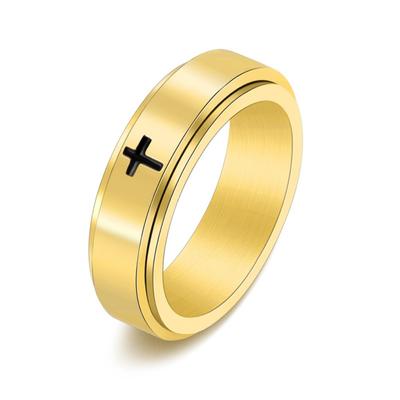 Rotierender Kreuz Titanstahl Ring Unisex Minimalistisch Stressabbau Schmuck Spinner Band Modeaccessoire