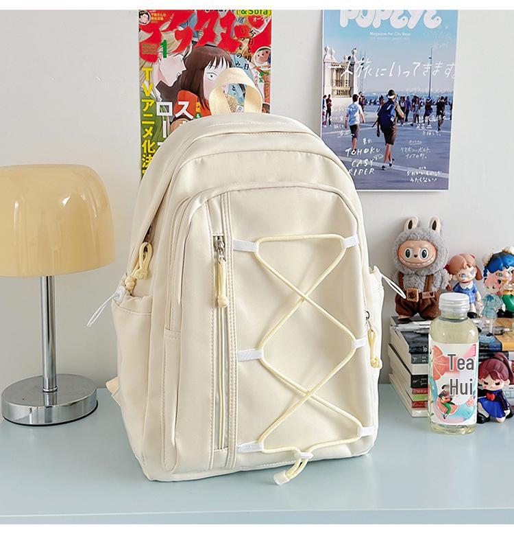 

Japanese Style Color Block Drawstring Backpack: Large Capacity Sports & Travel Bag for Men and Women Small