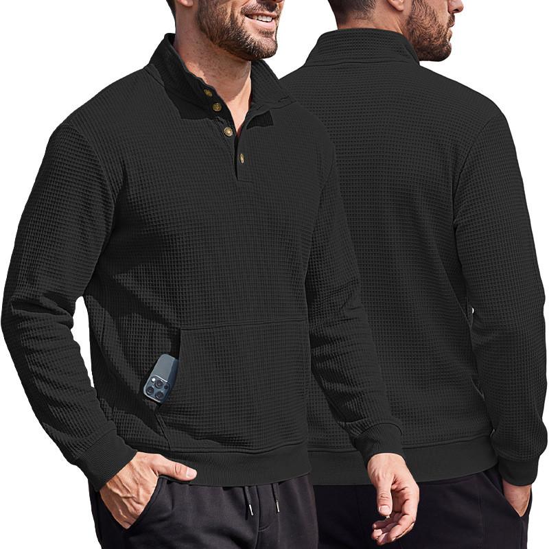 Polyester Long Sleeve Polo Shirt With Stand Collar And 3d Pocket For Casual Urban Men
