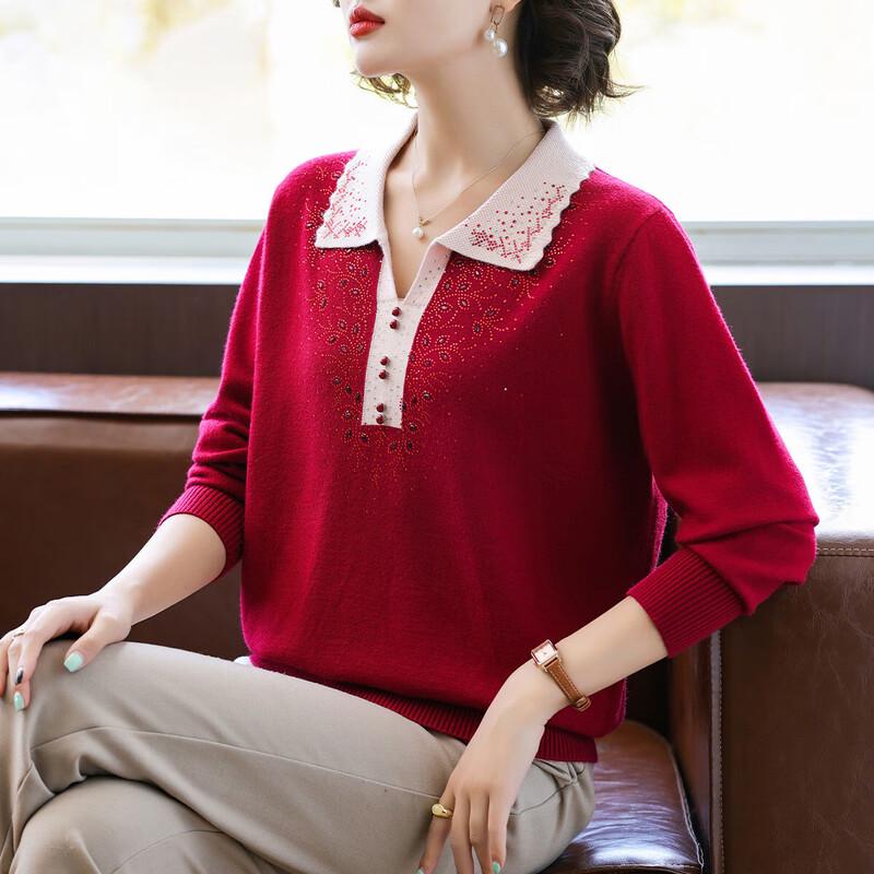 Bao Lianduo Women s Lapel Knitted Top 2XL