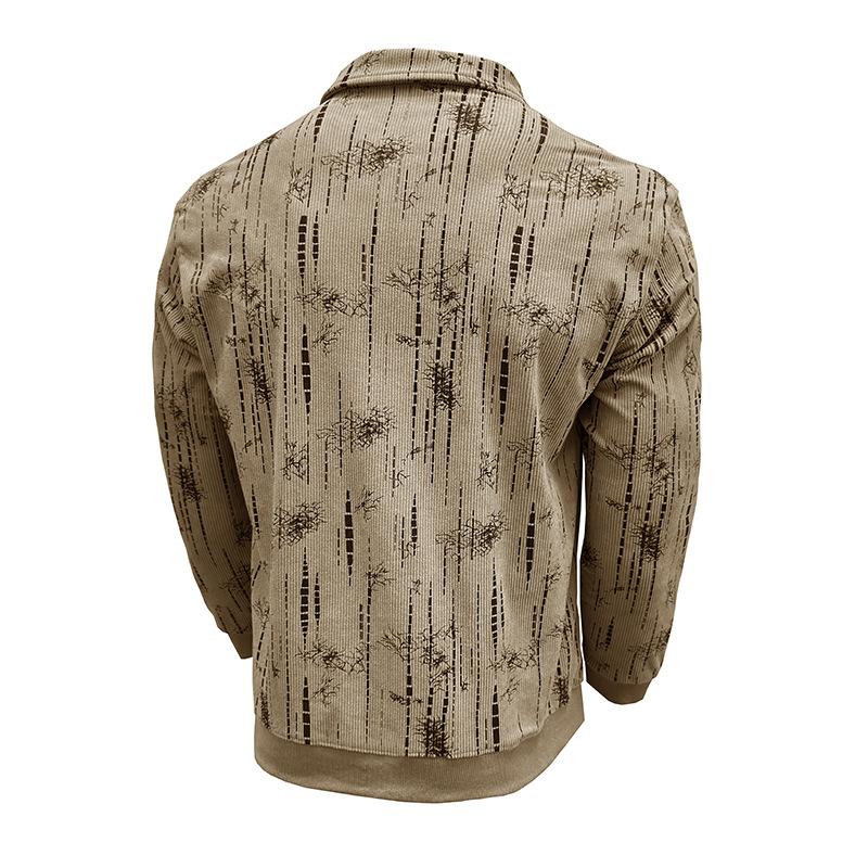 Men S Long Sleeve Turn Down Collar Jacquard Polo Style Casual Loose Pullover Sweatshirt