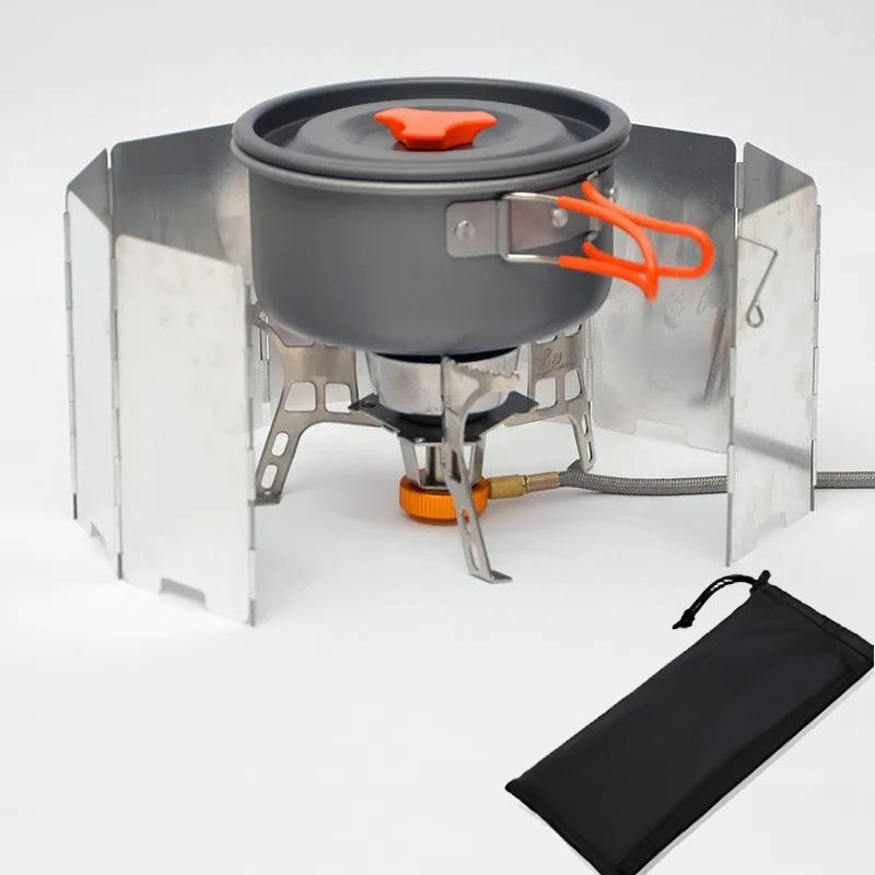 

8/9/10 Plates Gas Stove Wind Shield Outdoor Camping Picnic Cooking Burner Windproof Screen Aluminum Alloy Wind Screen