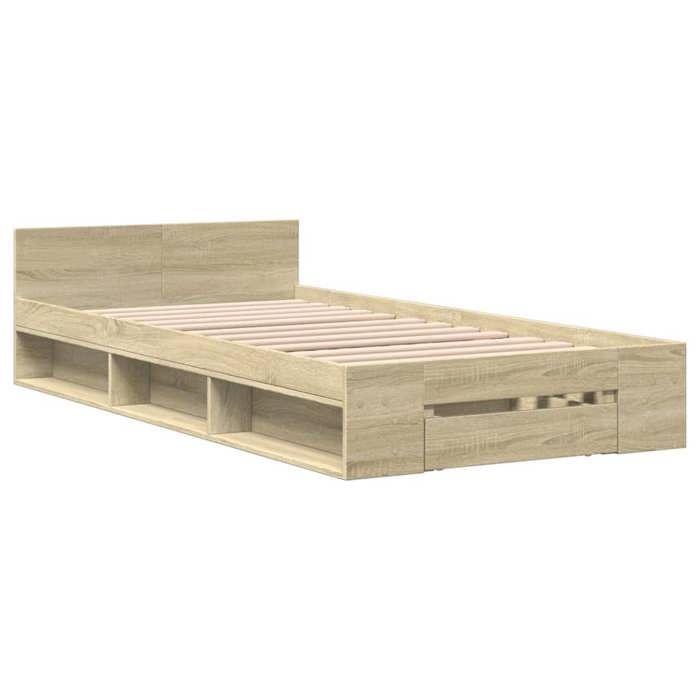 VidaXL Bed Frames and Drawer Sonoma Oak 90x200 Cm Engineered Wood, Bed, Storage Bed, Single Bed Frame, Bed 3280799