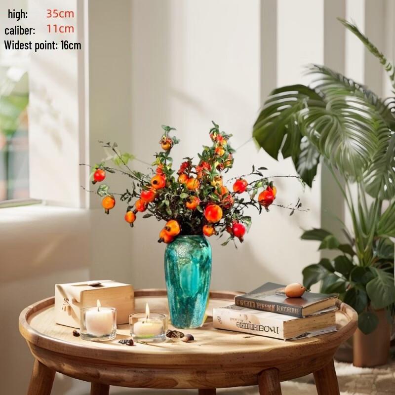 Retro Glazed Green Ceramic Planter & Vase - Set of 2