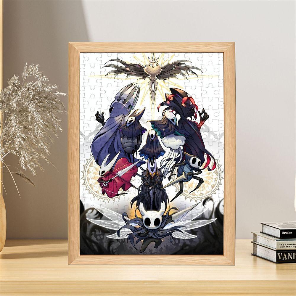 Hollow Knight Puzzle mit Rahmen – 50-teiliges Cartoon-Spielpuzzle, Zubehör, Geschenk für Freunde und Fans, 10 x 15 cm