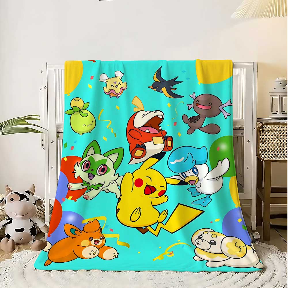 Kawaii Pokes-mons Shaggy Throw Blanket Sofa Winter Fluffy Soft Blankets for Bed Bedroom Decoration Home Bedspread the Warm Knee