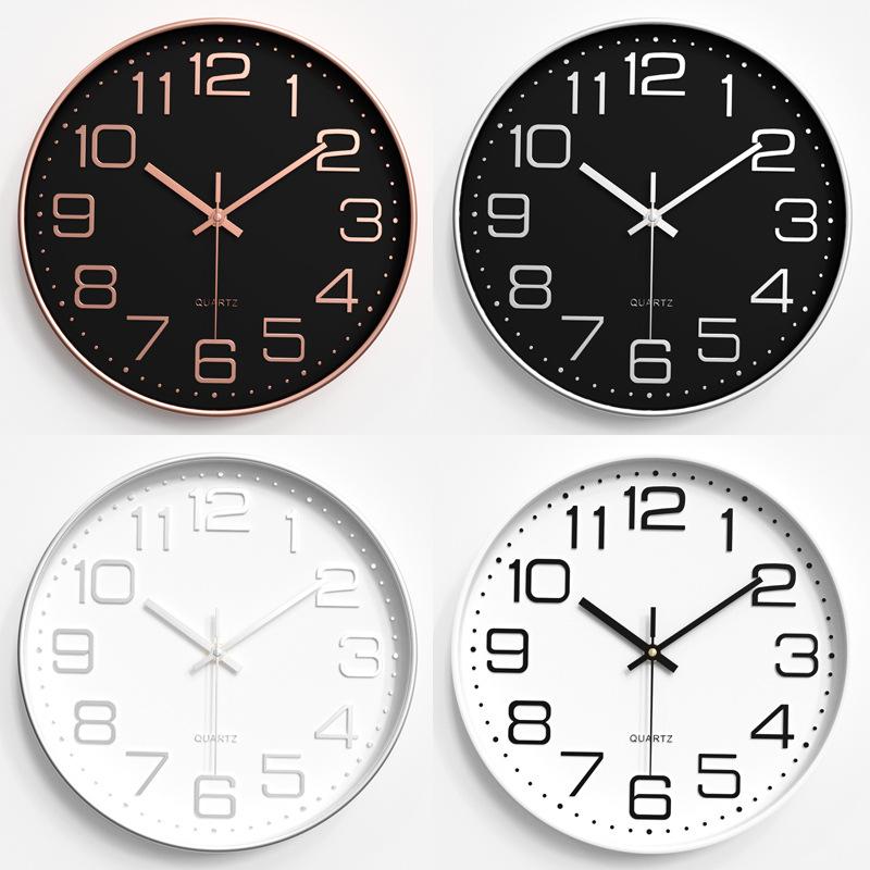 Living Room Wall Clock Modern Simple Home Clock Bedroom Silent Wall Clock Round Quartz Clock 12 Inches 30CM